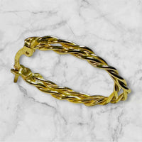 Vintage NOS (new old stock) 1990's 18 Karat Yellow Gold-plated Sterling Silver Twisted Double Rope Oval Hoop Earrings