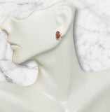 Sterling Silver 8 x 6mm Oval Cabochon Venturina "Brown Goldstone" Bezel Stud Earrings