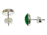 Sterling Silver Genuine 8 x 6mm Oval Cabochon Green Malachite Bezel Stud Earrings