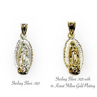 Sterling Silver or 14 Karat Yellow Gold-plated Sterling Silver Our Lady of Guadalupe Pendant