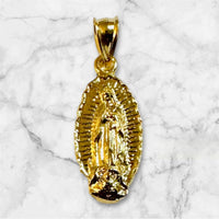 Sterling Silver or 14 Karat Yellow Gold-plated Sterling Silver Our Lady of Guadalupe Pendant