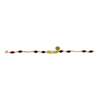 10 Karat Yellow Gold Genuine 4mm Azabache Jet Dios Me Bendiga with Guardian Angel Medal Plaque ID Curb Link 6" Bracelet