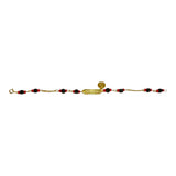 10 Karat Yellow Gold Genuine 4mm Azabache Jet Dios Me Bendiga with Guardian Angel Medal Plaque ID Curb Link 6" Bracelet
