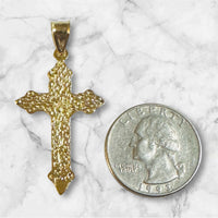14K Yellow Gold-plated Sterling Silver 1.75" Ornate INRI Crucifix Pendant