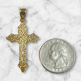 14K Yellow Gold-plated Sterling Silver 1.75" Ornate INRI Crucifix Pendant