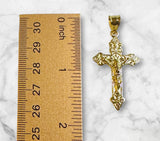 14K Yellow Gold-plated Sterling Silver 1.75" Ornate INRI Crucifix Pendant