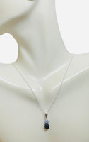 Sterling Silver Genuine 6mm Azabache Jet and Lucky Eye Charm with 18" Cable Link Chain