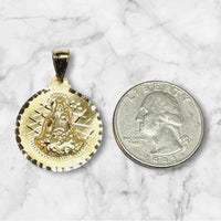 14 Karat Yellow Gold Our Lady of Charity "Caridad del Cobre" 22.7mm (0.89" Diameter) Medal