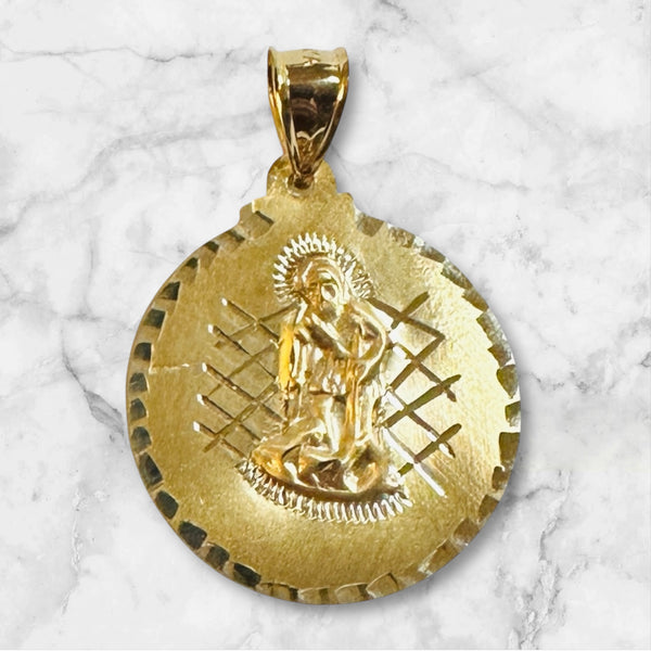 14 Karat Yellow Gold Saint Lazarus "San Lazaro" 22.7mm (0.89" Diameter) Medal