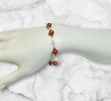 14 Karat Yellow Gold Filled 8mm Brown Goldstone "Venturina" 8in Plaque Bracelet