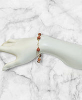14 Karat Yellow Gold Filled 8mm Brown Goldstone "Venturina" 8in Plaque Bracelet
