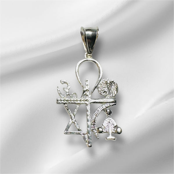 Vintage NOS Sterling Silver Oneness "Christianity, Judaism, Hinduism, Buddhism, Taoism, Islam" Pendant