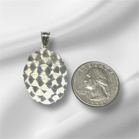 Sterling Silver Our Lady of Charity "Caridad del Cobre" Oval Scalloped 1.50" Medal