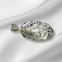 Sterling Silver Our Lady of Charity "Caridad del Cobre" Oval Scalloped 1.50" Medal