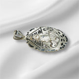 Sterling Silver Our Lady of Charity "Caridad del Cobre" Oval Scalloped 1.50" Medal