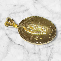18 Karat Yellow Gold-plated Sterling Silver Our Lady of Guadalupe Round 32mm Medal Pendant