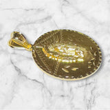 18 Karat Yellow Gold-plated Sterling Silver Our Lady of Guadalupe Round 32mm Medal Pendant