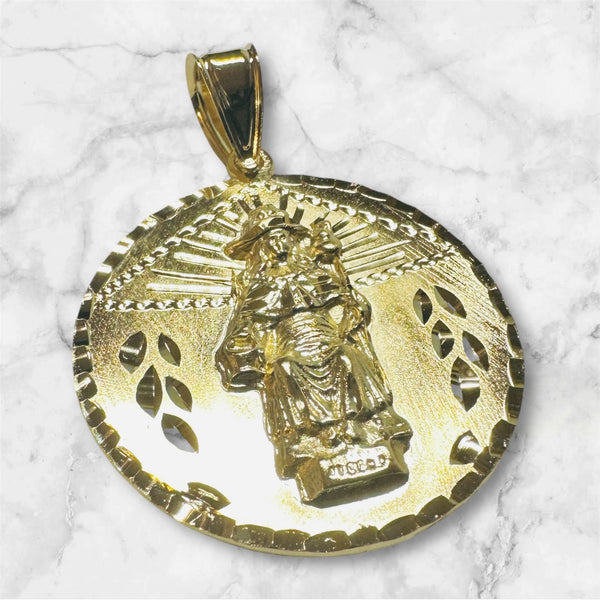 18 Karat Yellow Gold-plated Sterling Silver Holy Infant of Atocha "Santo Niño de Atocha" Round 32mm Medal Pendant