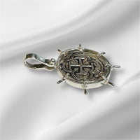Sterling Silver Reproduction Atocha Coin Boat Wheel Pendant