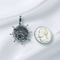 Sterling Silver Reproduction Atocha Coin Boat Wheel Pendant