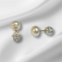 14 Karat Yellow Gold 4mm, 5mm or 6mm White Button Freshwater Cultured Pearl Stud Post Earrings