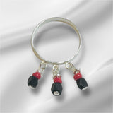 Sterling Silver 3mm Band Ring with Genuine Azabache Jet Stones