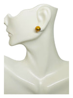 Sterling Silver Rhodium-plated Gold Color 8mm Murano Glass Stud Earrings