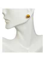 Sterling Silver Rhodium-plated Gold Color 8mm Murano Glass Stud Earrings
