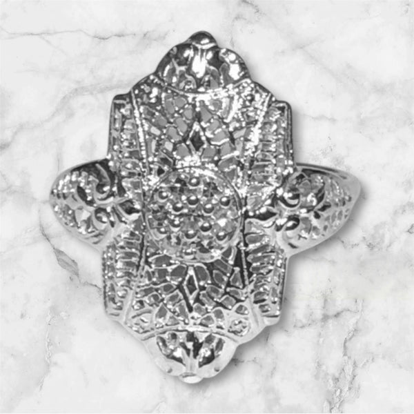 Sterling Silver 1/6 CTW Single-cut Diamond Cluster Vintage Ring