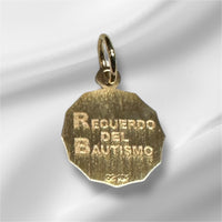10 Karat Yellow Gold "Recuerdo del Bautismo" Spanish Baptism Charm