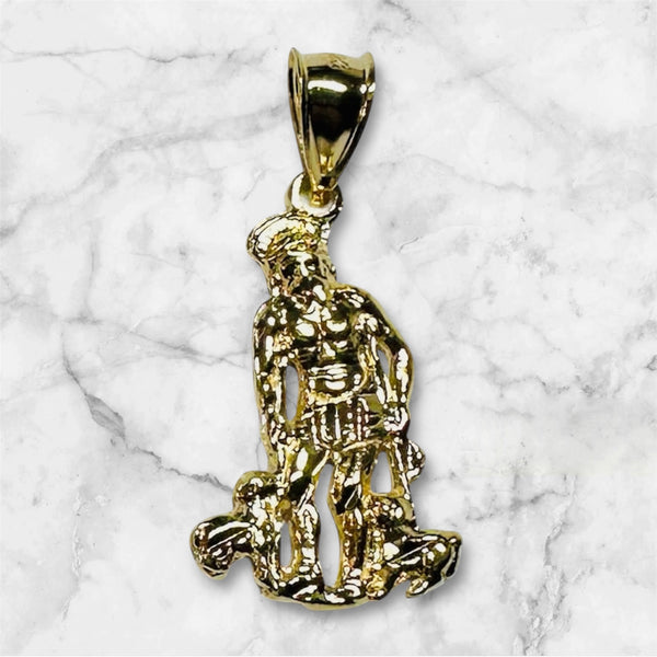14 Karat Yellow Gold-plated Sterling Silver Saint Lazarus "San Lazaro" 1.12" Pendant