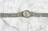 Sterling Silver 2 Strand 4.5mm Figaro Guadalupe Medal 7" ID Bracelet