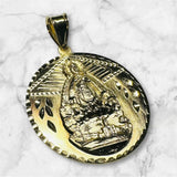 18 Karat Yellow Gold-plated Sterling Silver Our Lady of Regla "Virgen de Regla" Round 32mm Medal Pendant