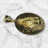 18 Karat Yellow Gold-plated Sterling Silver Our Lady of Regla "Virgen de Regla" Round 32mm Medal Pendant