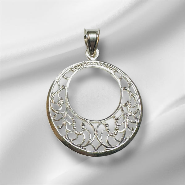 Sterling Silver 33mm (1.30") Diameter Filigree Pendant