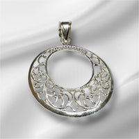 Sterling Silver 33mm (1.30") Diameter Filigree Pendant