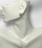 14 Karat White Gold Genuine 8mm White Button Freshwater Cultured Pearl Stud Post Earrings