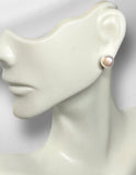 14 Karat White Gold Genuine 8mm White Button Freshwater Cultured Pearl Stud Post Earrings