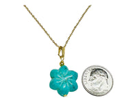 Sterling Silver Gold-plated Reconstituted Magnesite Flower Pendant with 18" Chain