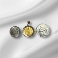14K Yellow Gold Round Hollow Two-Sided Miraculous Virgin Mary 18mm Medal