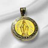 14K Yellow Gold Round Hollow Two-Sided Miraculous Virgin Mary 18mm Medal