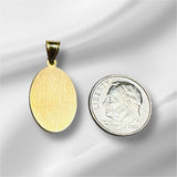 14 Karat Yellow Gold Our Lady of Guadalupe "PRAY FOR US" 19 x 13mm Hollow Oval Medal