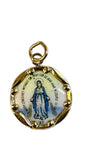Vintage NOS 10K Yellow Gold Enameled Miraculous Virgin Mary "Milagrosa" 12.8mm Medal