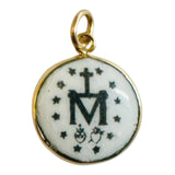Vintage NOS 10K Yellow Gold Enameled Miraculous Virgin Mary "Milagrosa" 12.8mm Medal