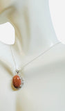 Sterling Silver Oval 18 x 13mm Brown Goldstone "Venturina" Pendant with 18" Cable Link Chain