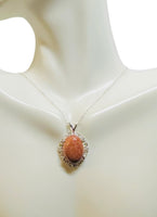 Sterling Silver Oval 18 x 13mm Brown Goldstone "Venturina" Pendant with 18" Cable Link Chain