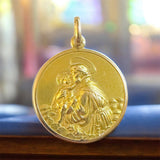 Vintage 18 Karat Yellow Gold Saint Anthony of Padua 24mm (0.94") Diameter Round Medal