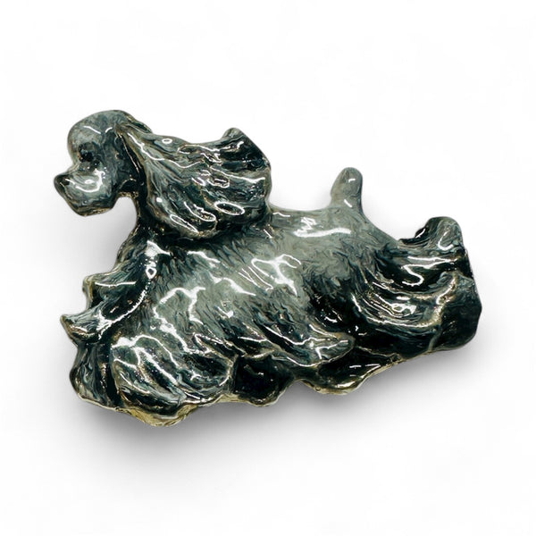 Sterling Silver Enameled Roan Cocker Spaniel Pendant