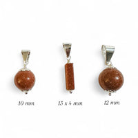 Sterling Silver Brown Goldstone "Venturina" Pendant with 18" Silver Cable Link Chain (choice of 3 pendant styles)