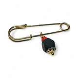 14 Karat Yellow Gold Filled and Genuine 5mm Azabache Jet Safety Pin (1.25")